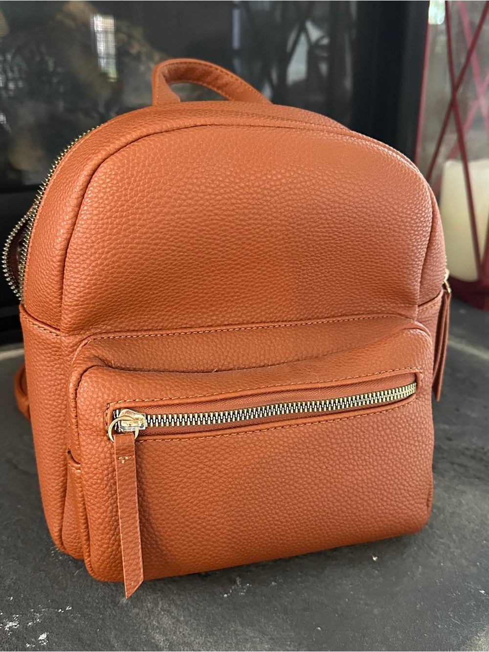 summer & rose Mini Backpack in Burnt Orange Leather EUC